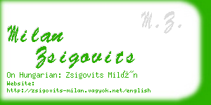 milan zsigovits business card